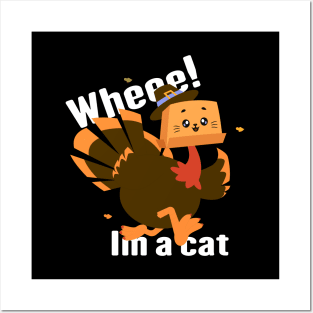 Thanksgiving Funny Turkey Cat Meow Thanksgiving Turkey Posters and Art